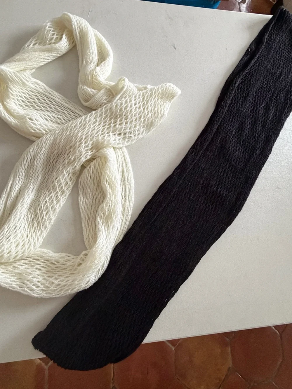 Cream and Black Knit Infinity Scarves - Women Accessories